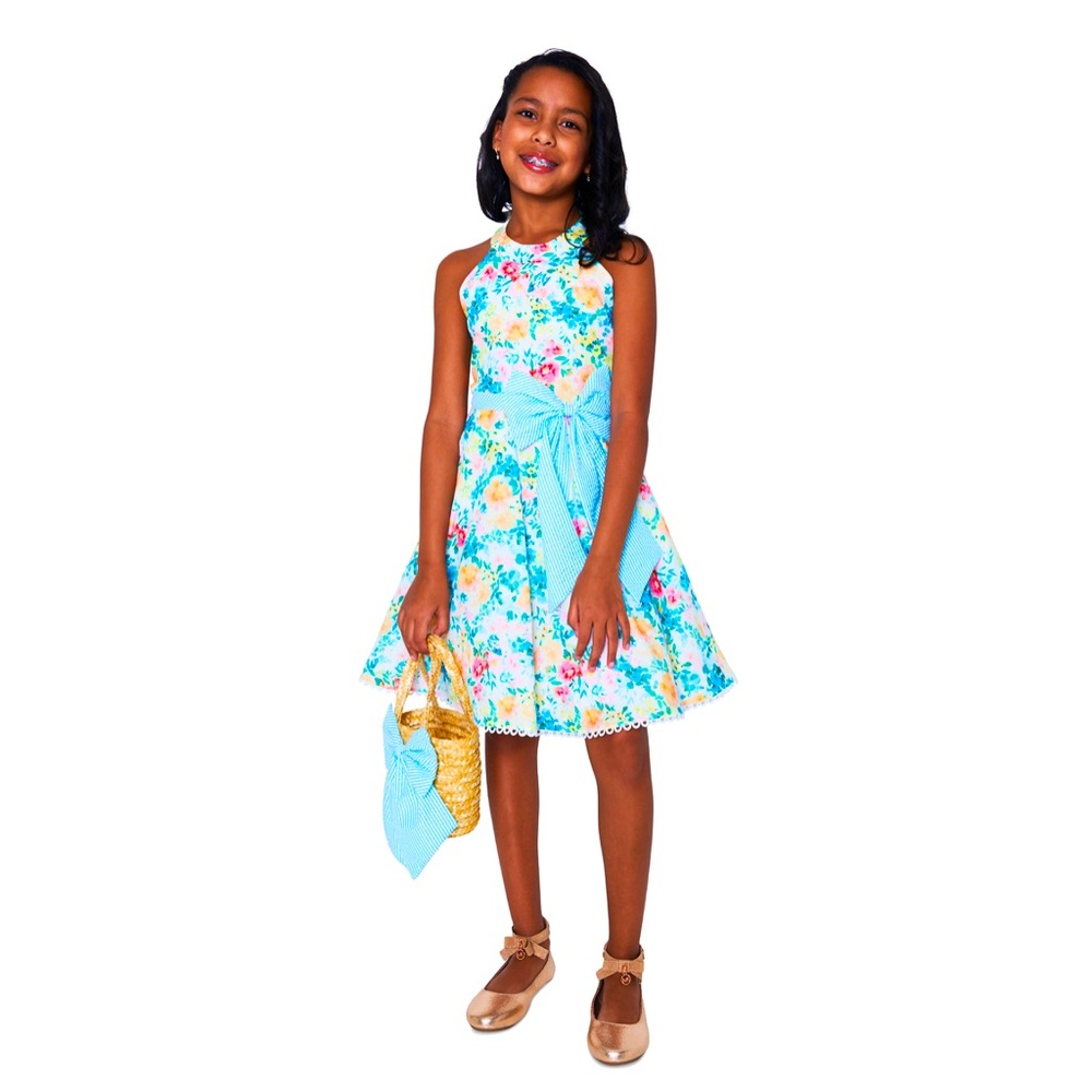 Girls Floral Dress With Matching Bag